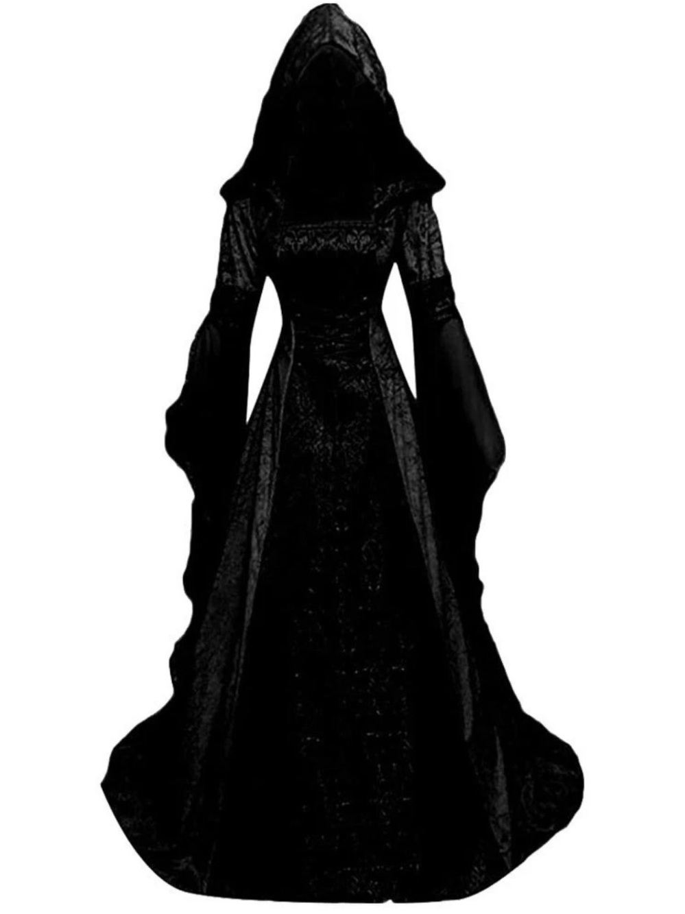 Black Hooded Gothic Dress (Black Only)